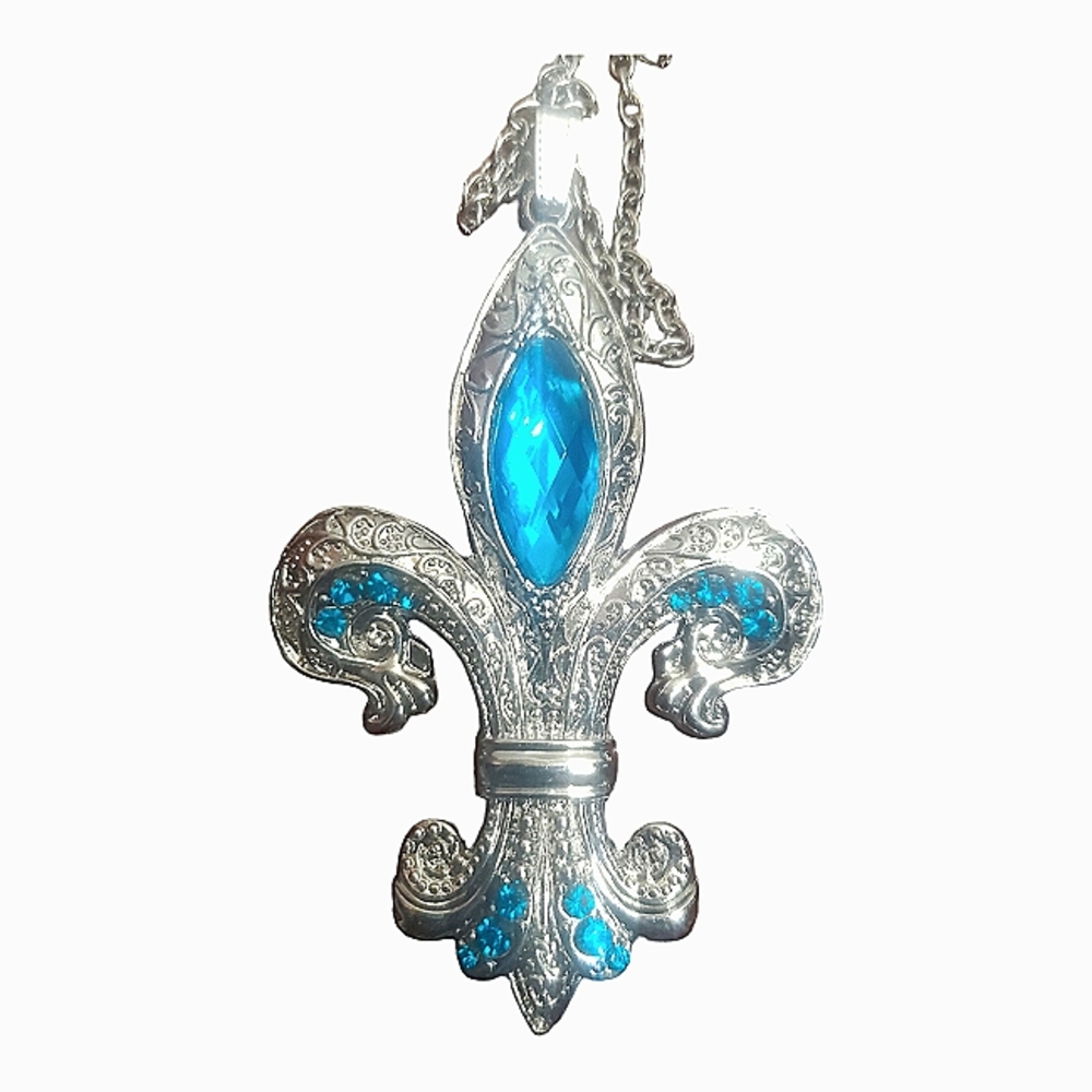 Fashion Jewelry Silver Tone Cross Teal